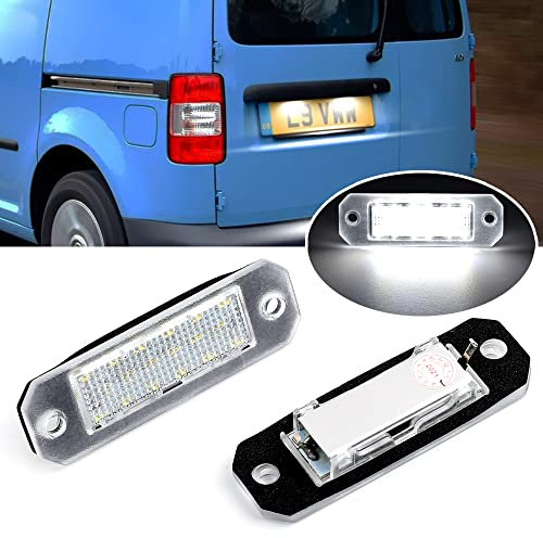 QKLsudua 2pcs LED License Plate Lights Compatible with VW Tran-sporter T5 2003-2015,T6 Barn Door 2015-2019 (Not Fit Tail-gate Models),Cad-dy 2004-2017