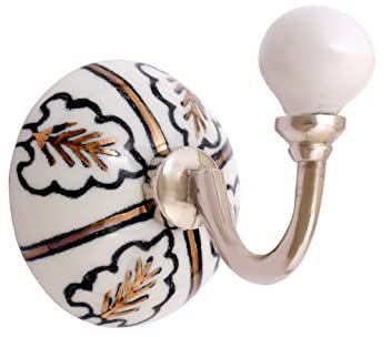 Nacnic Set di 2 ganci rotonde in ceramica 63 mm | Appendiabiti bianche con dettagli in oro | Ideale per completare tutti i tipi di stanze. Eleganti ganci multiuso.