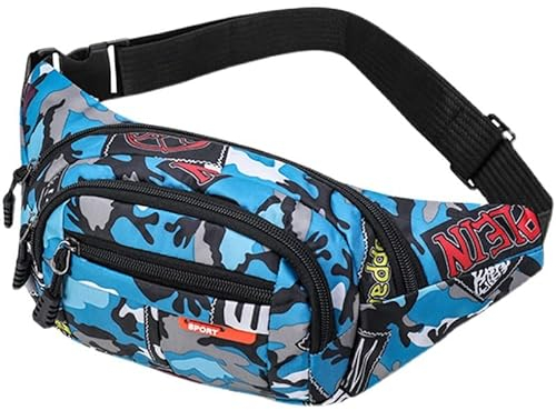 Gürteltasche,Camo Wasserdicht Bauchtasche Camouflage Hüfttasche Nylon Geldgürtel für Männer Kinder Jungen Laufen Wandern Reisen Sport 13,65 * 4,68 Zoll