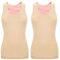 2 Stück Damen Innenfleece Tank Tops Ärmellos Thermounterwäsche Thermo Unterhemd Baumwolle Thermo Shirts (Beige, M)