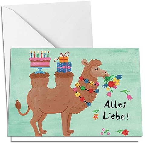 Inkognito Klappkarte Grußkarte inkl. Umschlag | Anlass: ''zum Geburtstag'', Motiv: Kamel ''Geburtstags-Kamel'' | Künstler: Nastja Holtfreter | Art-Nr.: 38614-5 | vom Berliner Verlag