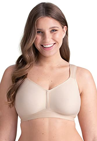 Miss Mary of Sweden Feel Fresh Non-Wired T-Shirt Bra – Unpadded Moulded Full Cups, Breathable & Moisture-Wicking 34B Beige