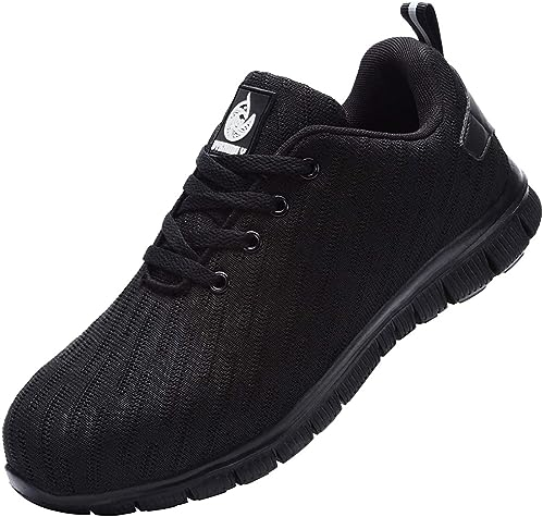 DYKHMILY Chaussures Baskets de securite Homme Femmes Légère Protection Embout Acier Respirant Chaussures de Travail Confortable Anti-Perforation (Noir,38EU)