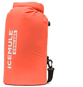 ICEMULE Klassischer kleiner faltbarer Rucksack-Kühler,Hände frei, 100% wasserdicht, 24+ Stunden Kühlung, weiche Seitenkühler für Wandern, Camping, passend für 9 Dosen + Eis, Koralle