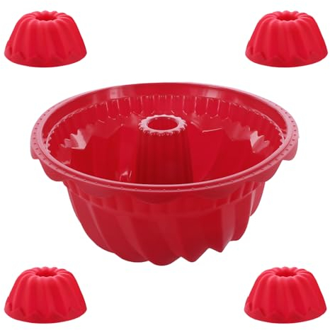 Coolinato 3er Set Silikon Backformen rund 16 cm 20 cm und 26 cm, Grau, Silikonformen zum Backen von Kuchen und Desserts, inkl. 4 Rezepten (Rot, Gugelhupf)