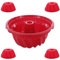 Coolinato - Silikon Backform 5er Set für Gugelhupf Kuchen Rot - Guglhupf Silikonformen 1x 24cm & 4x 8cm zum Backen - Kuchenform Platinsilikon backofenfest bis 230°C & antihaft inkl. tollen 4 Rezepten
