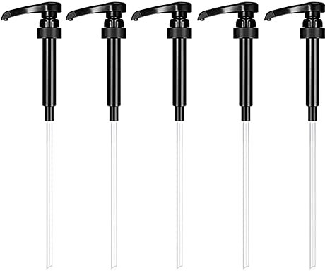 Lot de 5 Pompes à sirop de café - Pompe de Rechange pour sirop d'arômes Caramel - pour Bouteilles de 750 ML à 1 l - Noir