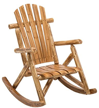 TCOYDS Vintage Holz Schaukelstuhl, Outdoor, Massivholz, Retro, Übergroße hohe Rückenlehne, Großer Sitz, Gärten, Color : Typ B