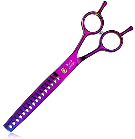JASON 7.5 Chunker Ciseaux à Effiler Professionnels - 16 Dents Pour Chiens et Chats, Violet