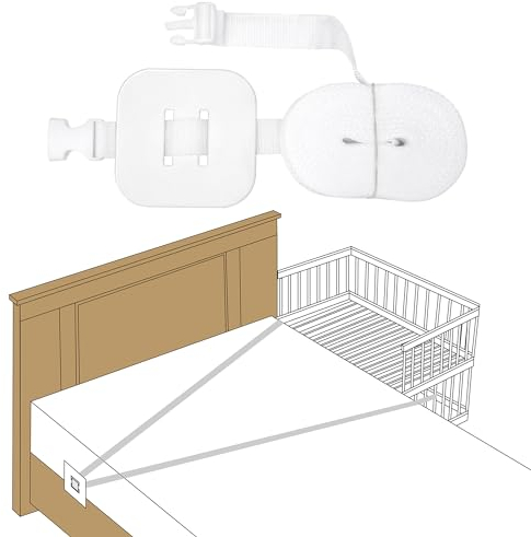 Heveer Gurt für Babybett Beistellbett Befestigung 8M Einstellbar Babybettgurt für Andocken an Erwachsenenbett Boxspringbetten Weiß