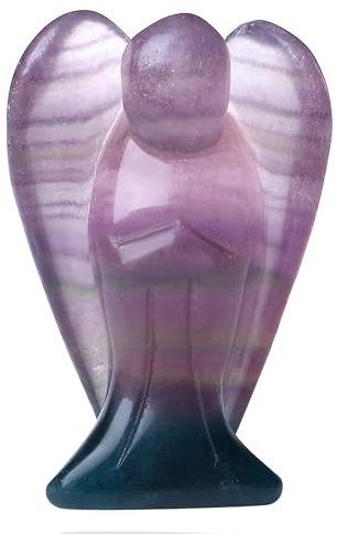 QINJIEJIE Fluorit Engel Figur Schutzengel Natürliche Kristalle Edelsteine Heilung Kristall Wächter Engel Statue Reiki Engel Figur Angel Deko Geschenke
