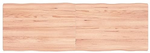 vidaXL Tischplatte, Holzplatte für Tisch Esstisch Couchtisch, Massivholzplatte Handgefertigt mit Baumkante, Ersatztischplatte Scharnierdesign, Hellbraun 120x40x(2-4) cm Massivholz Behandelt