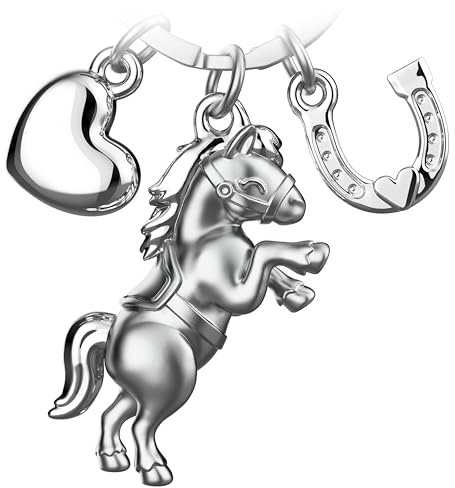 FABACH Pferd Schlüsselanhänger Glücksbringer mit Herz und Hufeisen - Hufeisen Glücksbringer für Pferdeliebhaber - Pferde Schlüsselanhänger Geschenk