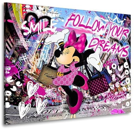 Kunstgestalten24 Leinwandbild Minnie Maus Dreams Pop Art Comic Bild Kunstdruck Wanddeko