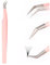 Professionelle Wimpernverlängerungspinzette für Wimpernverlängerungen, Metall-Edelstahl-Pinzette, rosafarbener Ellenbogen, alleinstehend (Zange der Königin)