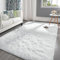 Pettop Flauschiger weißer Teppich für Schlafzimmer, Wohnzimmer, 2,3 x 3 m, rechteckig, großer Plüsch-Teppich für Mädchen, Kinder, Jungen, rutschfester und waschbarer Teppich für Kinderzimmer,
