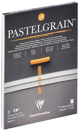 Clairefontaine 976057C - Zeichenblock PastelGrain Nu. 1, 18x24 cm, 12 Blatt, 360g, Pastellpapier mit intensiver Körnung, sortiert, 1 Block