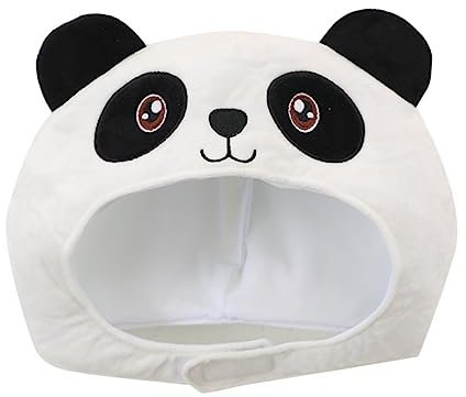 BESTonZON 4 Stück Panda-kopfbedeckung Panda-mütze Für Damen Cartoon-kopfbedeckung Cosplay-kostüme Kawaii Hut Foto-requisiten Panda-eimerhut Lustiger Hut Mann Plüsch Weiß Weihnachtsbaum