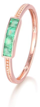 Wycian Ringe Frauen Elegant, Ring Mit Stein Rosegold 9K Größe 56 (17.8) Smaragd Quadratschliff Grün Personalisiert Für Neujahr