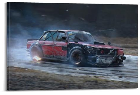 LKUHG Vintage-Sportwagen-Poster, Volvo 240 Drift Racer, dekoratives Gemälde, Leinwand, Wandposter und Kunstdruck, moderne Familienschlafzimmer-Dekoration, Poster, 50 x 75 cm