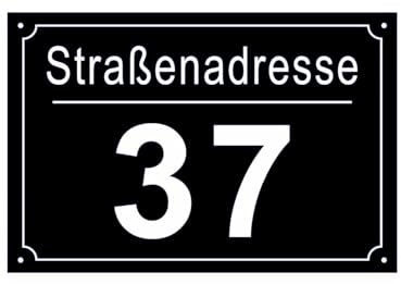 CQSXM Hausnummer mit Straßennamen und Nummer Hausnummernschild aus Aluminiumlegierung - Anpassbare Nummer und Straßenname Wetterfest (26x18 cm)