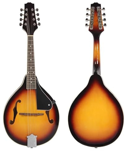 Anfänger Mandoline-Instrument Mandoline 8-saitige Gitarre A-Stil Elektrische Mandoline Saiten Mit Tasche Saiten Capodaster Gurt Plektrum Gitarrenzubehör(Sunset color)