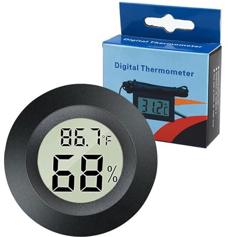 Mini Digital Hygrometer Gauge Indoor Thermometer，LCD Monitor Indoor Room Round Humidity Temperature Gauge，Monitor Reptile Thermometer for Humidors Greenhouse Garden Cellar，Fahrenheit (℉) or Celsius(℃)