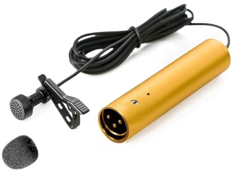 Hopbucan -LV6 Cardioid Omnidirectional XLR Tie Condenser Microphone with 8.3mm Microphone Cover Lapel Clip Powered By 48V Easy Install Easy to Use