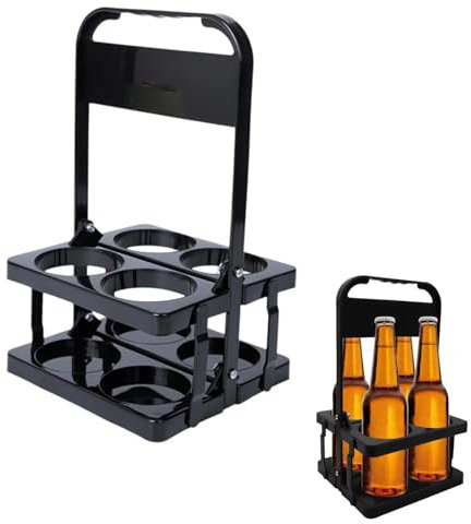 Cestino per Bevande in Plastica,Portabottiglie Cestino in Plastica,Portabottiglie,Cestino Pieghevole per Bottiglie di Birra,Porta bottiglie di birra con manico,Adatto per bar,KTV,Cucine,Nero