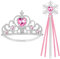 HOTUT Prinzessin Tiara Krone und Zauberstab, Princess Dress Up Zubehör, Tiara Kinder und Zauberstab Set, Prinzessin Kleid Zubehör für Weihnachtsdekoration, Cosplay, Themenpartys - Rosa