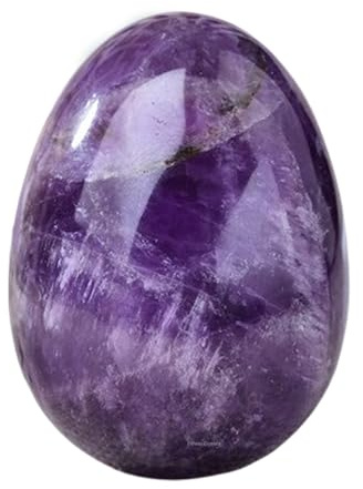 Erliway 4,5 x 3,5 cm große Amethyst-Kristall-Eier für Ostern, 1 Stück natürliches Chakra-Heilkristall-Ei als Geschenk, polierter Taschenpalmen-Sorgenkristall-Edelstein für Reiki-Meditation