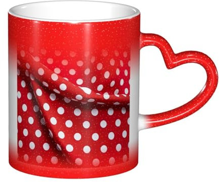 TTYDOKLA Red White Polka Dot Print Color Changing Mug,Heat Sensitive Coffee Mugs,for Personalized Gifts and Everyday Use