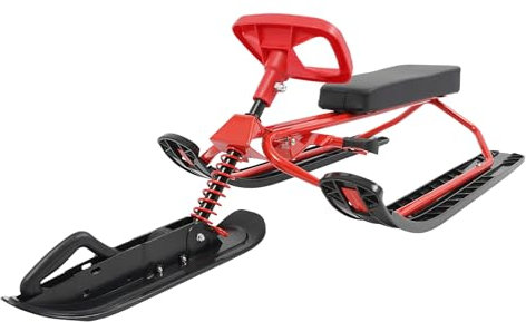 Susoso Schlitten, Lenkschlitten mit Zugseil und Anti-Rutsch-Pedale Snowboard Dynamisches Design Max. Tragfähigkeit 100kg für Skigebiete 50x120x38cm Rot+Schwarz