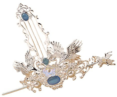 PAMINGONO Chinesische Haarkrone Silberfarbener Haarkronenstab Mit Motiv Hochzeitschmuck Für Frauen Und Mädchen Elegante Haarnadel Für Besondere Anlässe