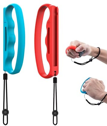 TUKEVA 1 Paar Box Griff mit Handschlaufen für Joy-Con Gamepad Boxhandgriff für Nintendo Switch Controller Box Griff in Blau und Rot mit Handschlaufen für Switch Zubehör für Boxen, Fitness (Rot Blau)