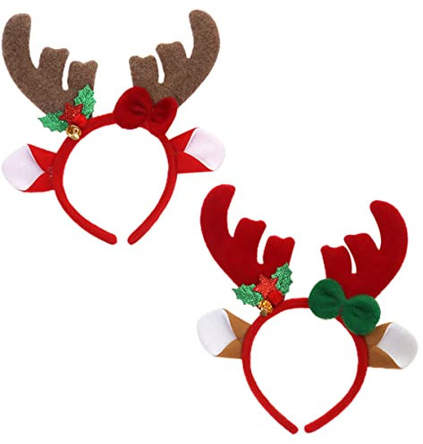 FRCOLOR 2stücke Weihnachts-stirnbänder Mit Rentierhörnern Süße Antler Haarreifen Für Cosplay Und Partys Accessoire Für Festliche Anlässe Und Unvergessliche