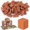 100 Stück Teifoc Steinbaukästen, Ziegelsteine zum Mauern Kinder, Modellbau Steine, Mini Simulation Ziegel, Ziegelsteine Mini Kleine Ziegel für DIY Bauen Puppenhaus Garten Ornament Haus Spielzeug Deko