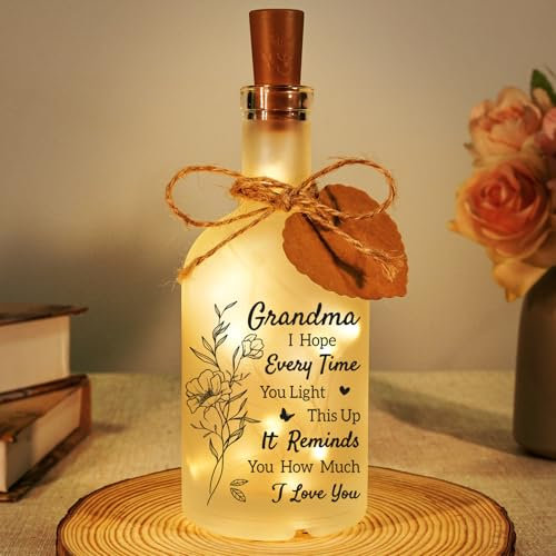 Einanmut Grandma Birthday Gifts for Grandma - LED Bottle Decorative Light Grandma Gifts, Mother's Day & Christmas Presents for Grandma