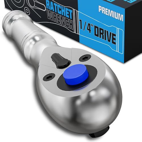Arwealxs Llave de carraca 1/4'', 9cm Mini Llave de Carraca Reversible, Mango de Llave de Trinquete, Llaves de Vaso de 72 Dientes, para Muebles, Automóviles