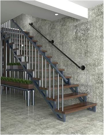 Escalera de hierro forjado para interiores y exteriores de 13 pies con soporte de pared que soporta 440 libras de capacidad