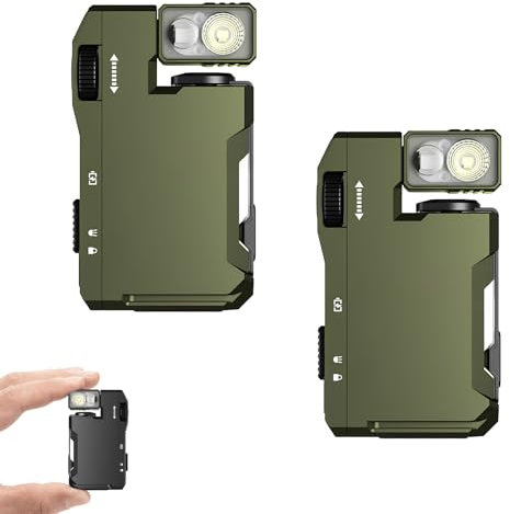 G5 EDC Flashlight Rechargeable, Magnetic Keychain Flashlights, with RGB,180°Rotation,Dual Light,Ip68 Waterproof, 400 Dual Light Sources Mini Flashlight (2 pcs Green)