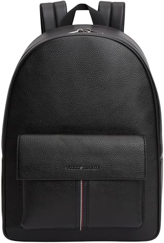 Tommy Hilfiger Herren Rucksack Central Backpack mit Außen-Klappentasche, Schwarz (Black), Einheitsgröße
