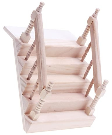 FRCOLOR Miniaturtreppe mit Holzhandlauf Puppenhaus Zubehör Leicht und Kompakt für Kreative Spielszene Robustes Design Fördert Spielvergnügen Kreativität