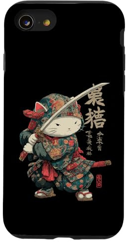 Cat Samurai Vintage Ukiyo-e Warrior Art Japanese Anime Manga Case for iPhone SE (2020) / 7/8