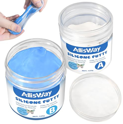 AllisWay, Silikon Kautschuk, Herstellung einer Silikonform, (A + B) 250 g | Silikonkautschuk für Formen, Modelliermasse, Schnelltrocknend, 1:1-Mischung, geeignet für DIY-Projekte und Modellbau