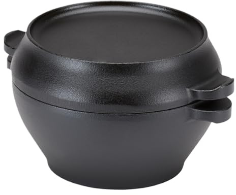 Cast Iron Dutch Oven – 6,5 pouces | Mini pot hollandais avec couvercle – Poignées à couvercle polyvalentes Casserole Frying Pan pour barbecue à four avec capacité de 460 ml – Parfait pour le camping