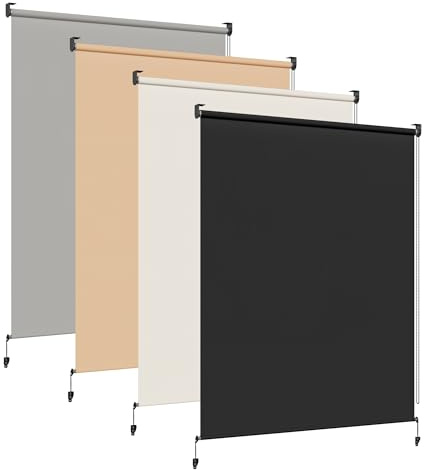 HOMEDEMO Store Enrouleur Exterieur Vertical 220g/m², Anti-Regard, Imperméable Résistant Aux Tempêtes, Pour Balcon et Terrasse, Gris Foncé 140x240cm