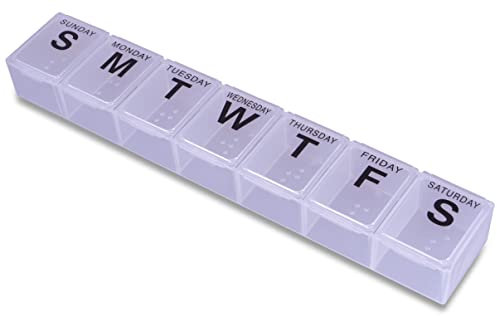 7 Day Pill Dispenser Tablet Box Organiser. 1 Compartment per Day. for those who take many Tablets on a Daily Basis. Easy Medication Management & Organisation. Easy to Open. Perfect for Travel