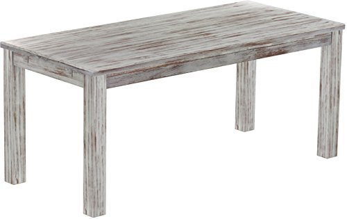 Esstisch Rio Classico 180x80 cm Shabby Nussbaum Holz Pinie Massivholz Esszimmertisch Echtholz ausziehbar vorgerichtet für Ansteckplatten Brasilmöbel