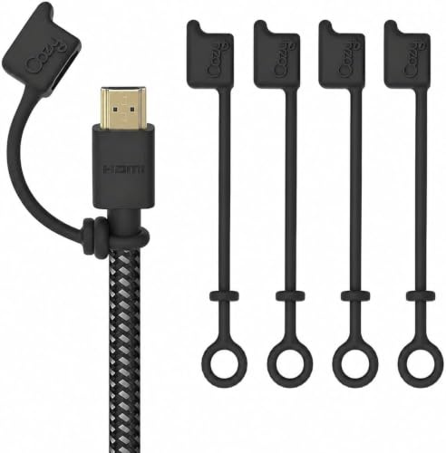 Cozy 4-Pack HDMI Caps for HDMI Cables/Cords/Tether - Provides Dust and Oxidation Protection, Projection Adapter Cover, Protects During Travel, Portable, Designed (Black)